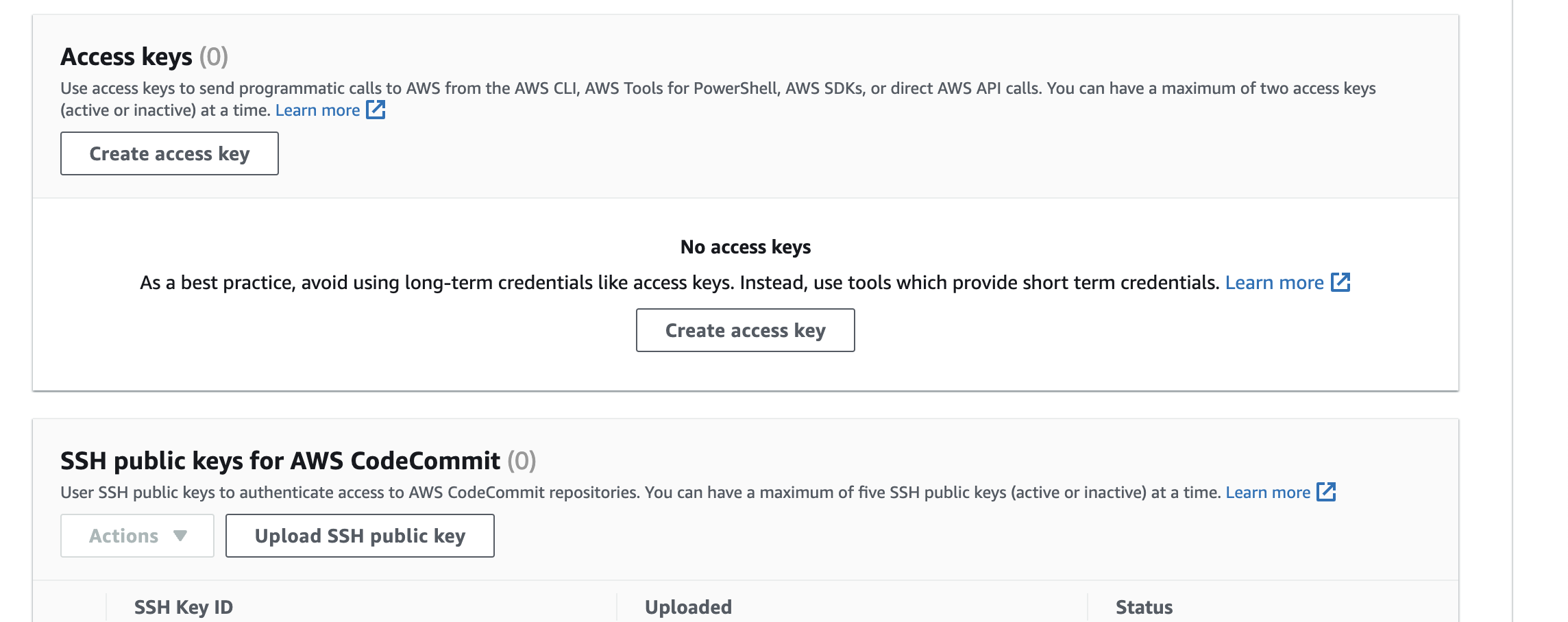 Click vào Create access key
