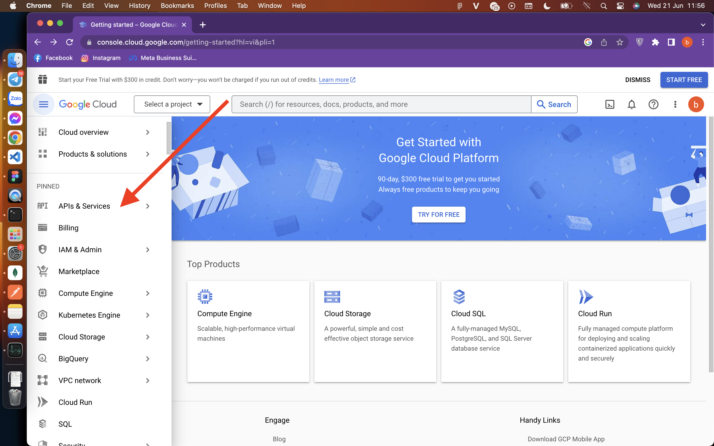 Chọn Apis & Services